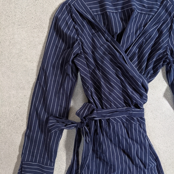 Dynamite navy pinstripe wrap top - Picture 3 of 5